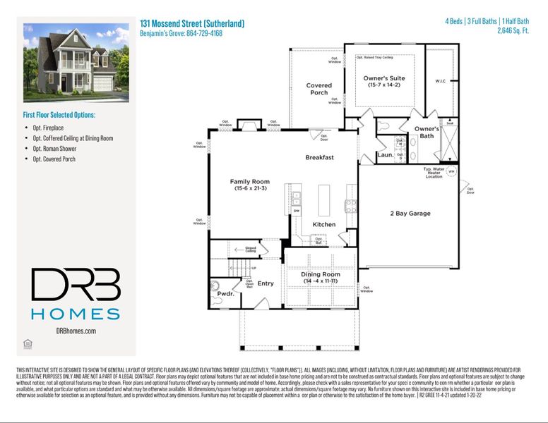 2D floor plan layout of this home in Benjamin's Grove, Woodruff, SC (Image 3).