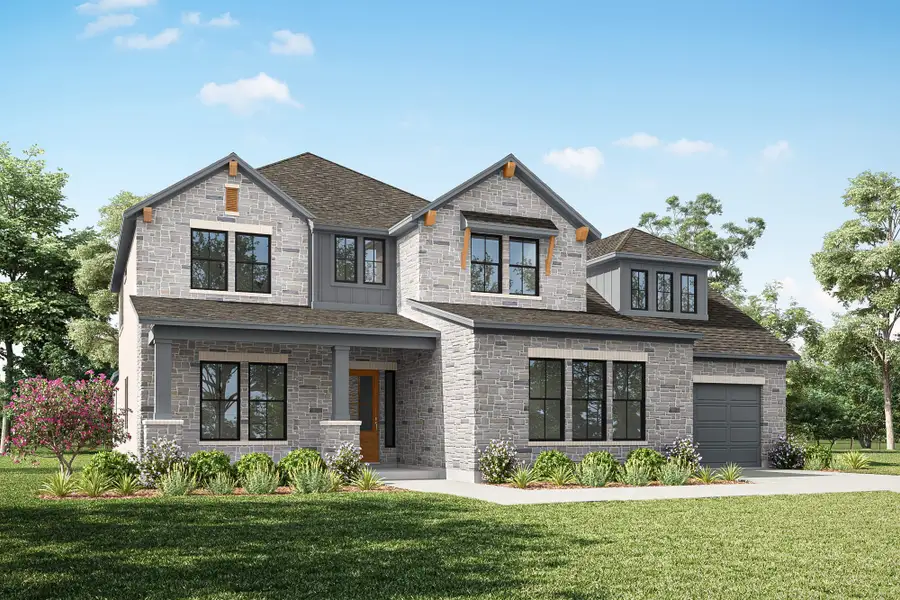 Representative exterior photo of a completed home built from the Zenith by Tri Pointe Homes in Noven, Leander, TX (Image 2). Representative exterior photo of a completed home built from the Zenith by Tri Pointe Homes in Noven, Leander, TX (Image 2).
