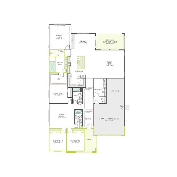 2D floor plan layout of this home in Soleo, San Tan Valley, AZ (Image 4). 2D floor plan layout of this home in Soleo, San Tan Valley, AZ (Image 4).