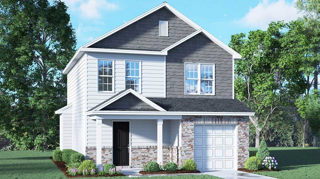 Representative exterior photo of a completed home built from the OLIVER by D.R. Horton in River's Edge, Mayodan, NC (Image 14).