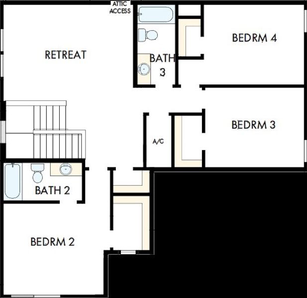 2D floor plan layout of this home in Oakfield at Mount Dora Village Series, Mount Dora, FL (Image 3).