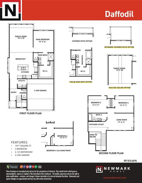 2D floor plan layout of this home in Meridiana 40', 65', Iowa Colony, TX (Image 5).
