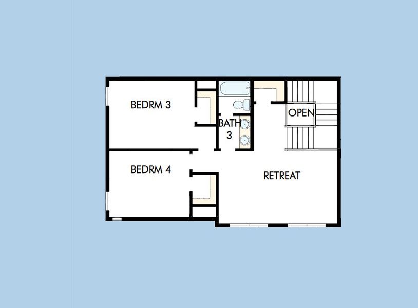 2D floor plan layout for the The Coolidge by David Weekley Homes in Whyburn Manor Series, Flower Mound, TX (Image 4).