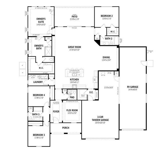 2D floor plan layout for the Mulberry by Mattamy Homes in White Tank Vistas, Waddell, AZ (Image 3).