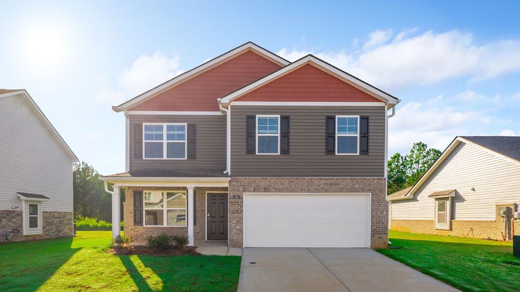 Front exterior of a new home in Price's Crossing, LaFayette, GA, highlighting curb appeal (Image 1). Front exterior of a new home in Price's Crossing, LaFayette, GA, highlighting curb appeal (Image 1).