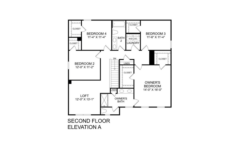 2D floor plan layout for the Hazel by Ryan Homes in Cameron Ridge 2-Story, Columbia, SC (Image 3).