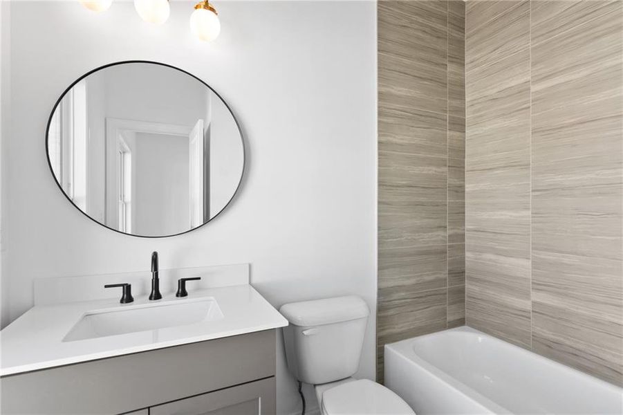 Furnished interior view inside a new home in Waterside Townhomes, Peachtree Corners (Image 12). Furnished interior view inside a new home in Waterside Townhomes, Peachtree Corners (Image 12).