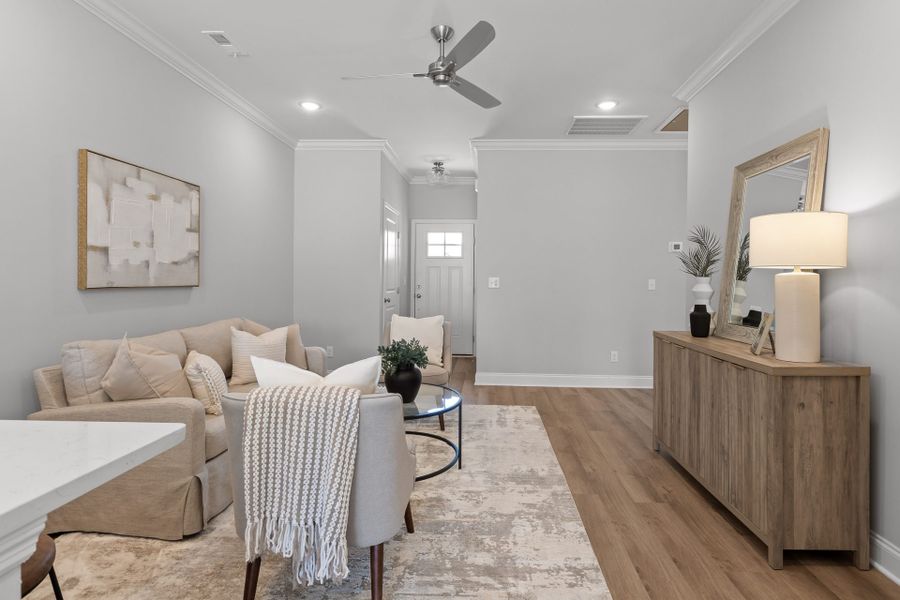 Furnished interior in a model home at The Eleuthera in Chattanooga (Image 18).
