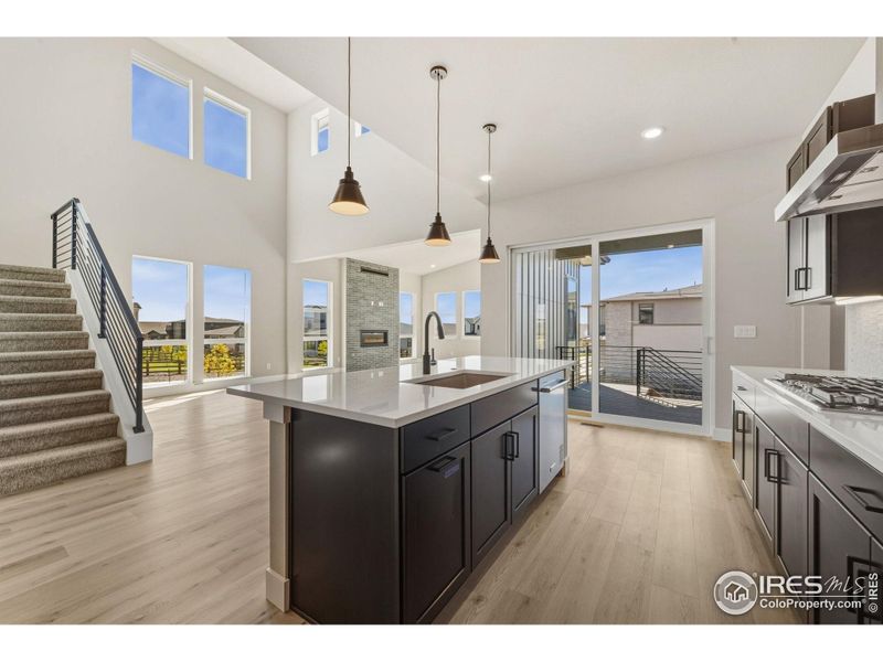 Furnished interior view inside a new home in Kitchel Lake at Serratoga Falls, Timnath (Image 7).