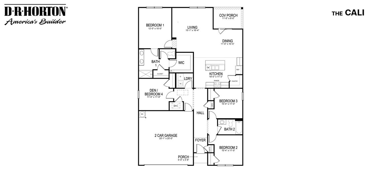 2D floor plan layout of this home in Villages of Hunters Point, Lebanon, TN (Image 4).