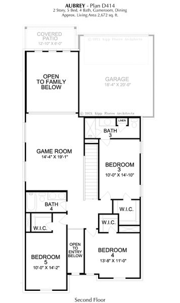 2D floor plan layout for the Aubrey by Landon Homes in Dominion at Brookhollow, Prosper, TX (Image 6).