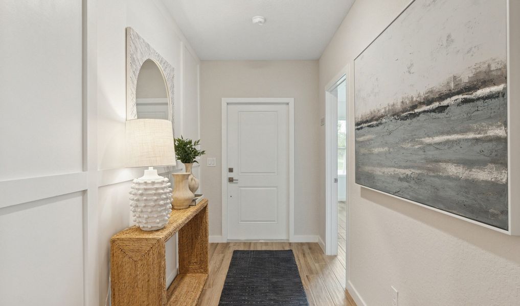 Foyer with decorative feature wall