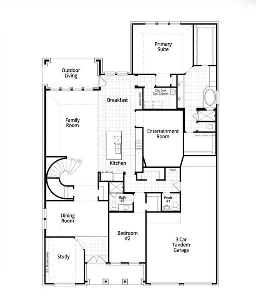 2D floor plan layout for the 223 by Highland Homes in Grange, Katy, TX (Image 30).
