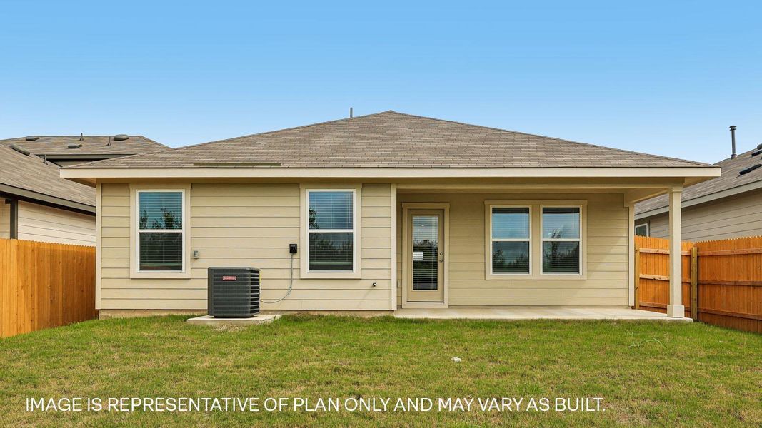 Exterior details and patio area of a home in Prairie Lakes, Buda (Image 3). Exterior details and patio area of a home in Prairie Lakes, Buda (Image 3).