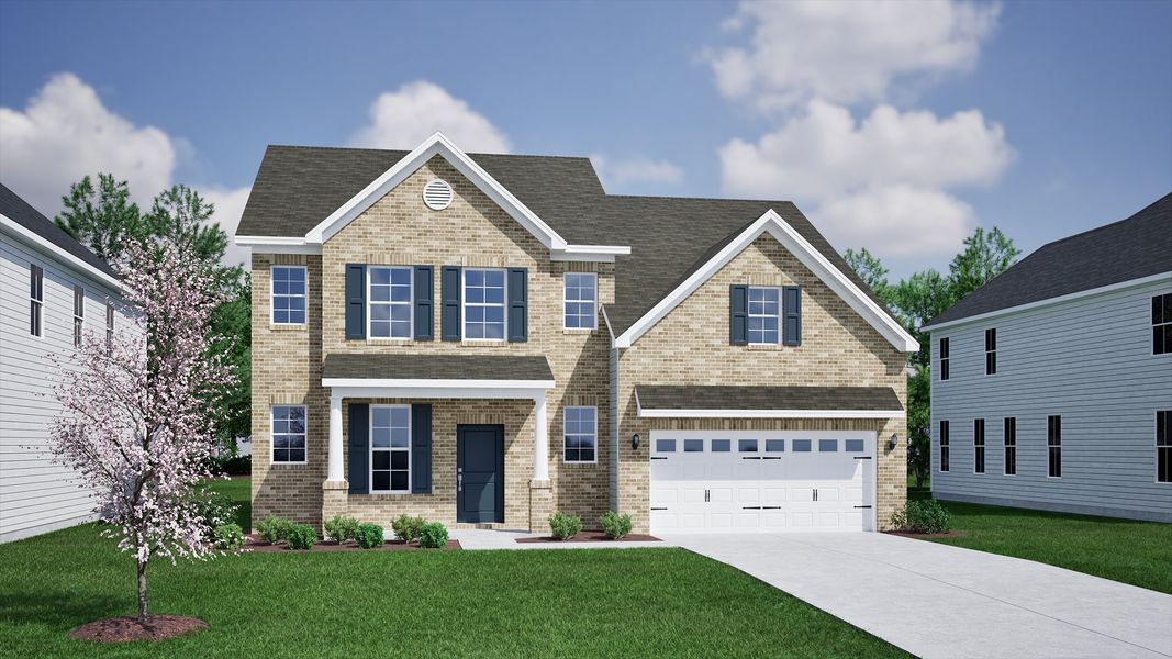 Representative exterior photo of a completed home built from the Nottely - Vanguard Collection by Mungo Homes in Windsor Forest, Anderson, SC (Image 19).