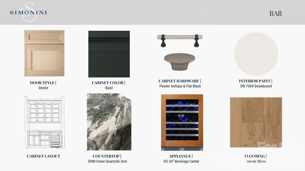 Bar Selections. For the full design selection package, see attachments.