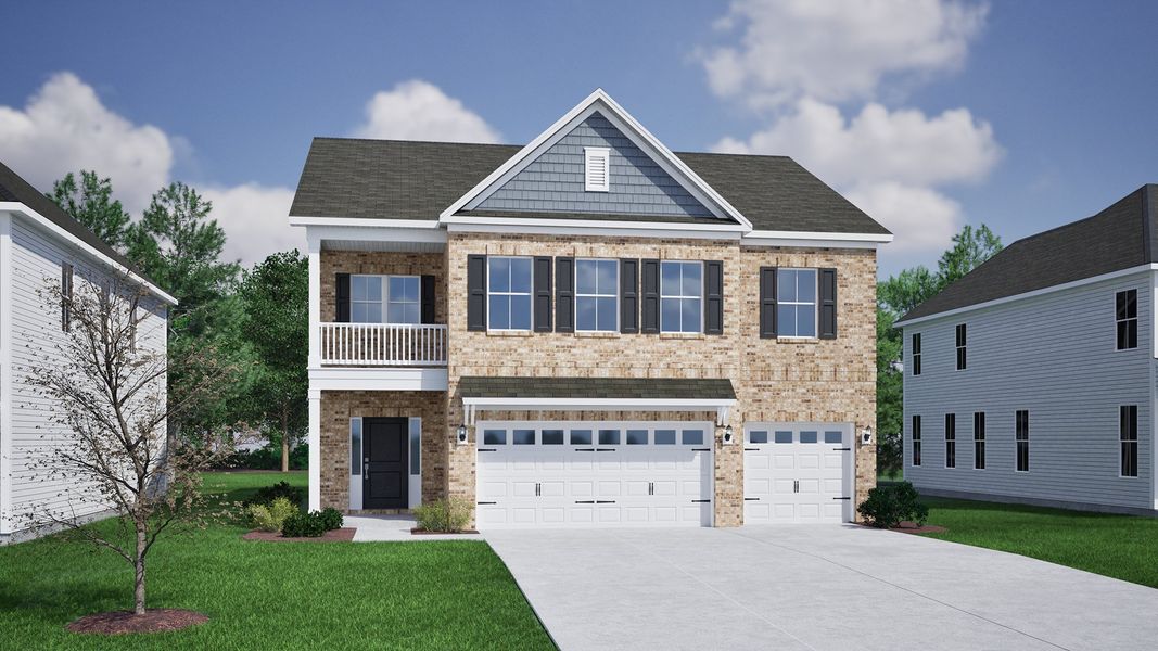 Representative exterior photo of a completed home built from the Saluda II - Vanguard Collection by Mungo Homes in Scotts Hill Village, Wilmington, NC (Image 27).