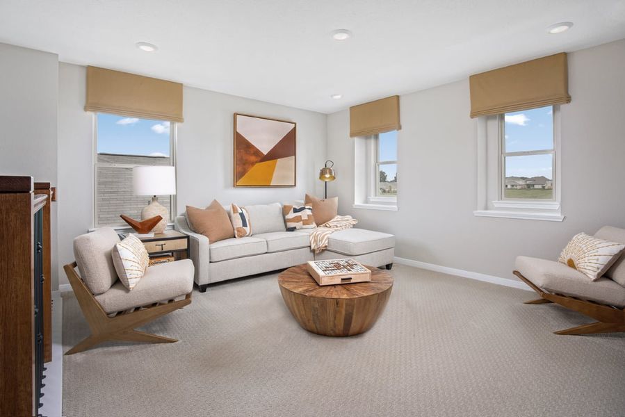Representative furnished interior of a home built from the 2429 by KB Home in Sweetgrass Village, Crosby (Image 8). Representative furnished interior of a home built from the 2429 by KB Home in Sweetgrass Village, Crosby (Image 8).