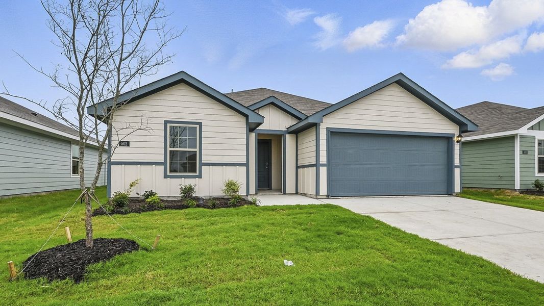 Representative exterior photo of a completed home built from the Zavalla by D.R. Horton in The Hills of Sherman, Sherman, TX (Image 1).
