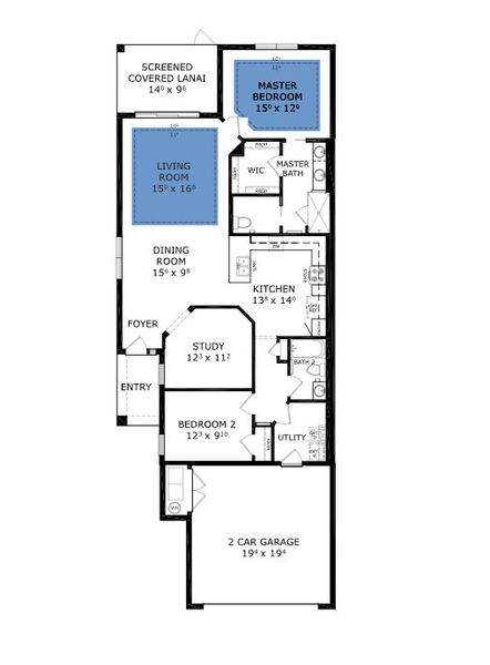 2D floor plan layout of this home in Woodhaven, Port Orange, FL (Image 3).