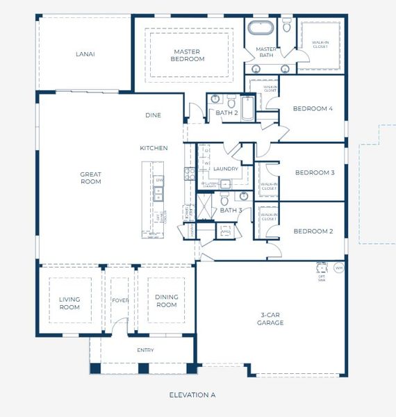 2D floor plan layout for the Sienna by Maronda Homes in Rotonda, Port Charlotte, FL (Image 2).