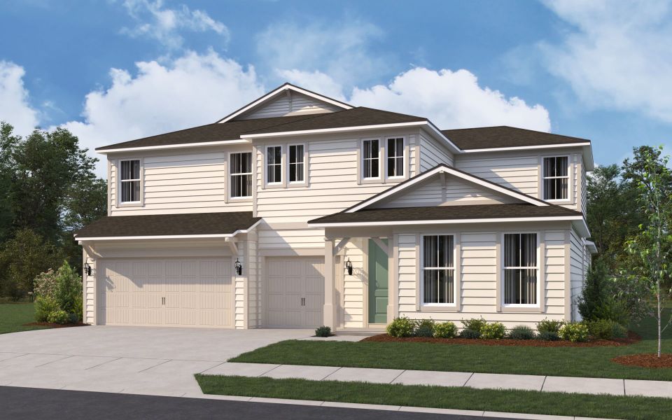 Representative exterior photo of a completed home built from the Merlot Grand by Pulte Homes in Terrapin Creek, Jacksonville, FL (Image 22). Representative exterior photo of a completed home built from the Merlot Grand by Pulte Homes in Terrapin Creek, Jacksonville, FL (Image 22).