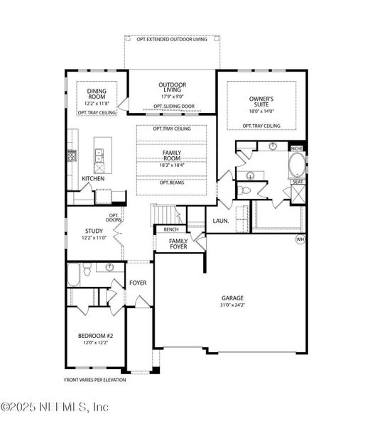 2D floor plan layout of this home in Trailmark - Phase 10, St. Augustine, FL (Image 2).