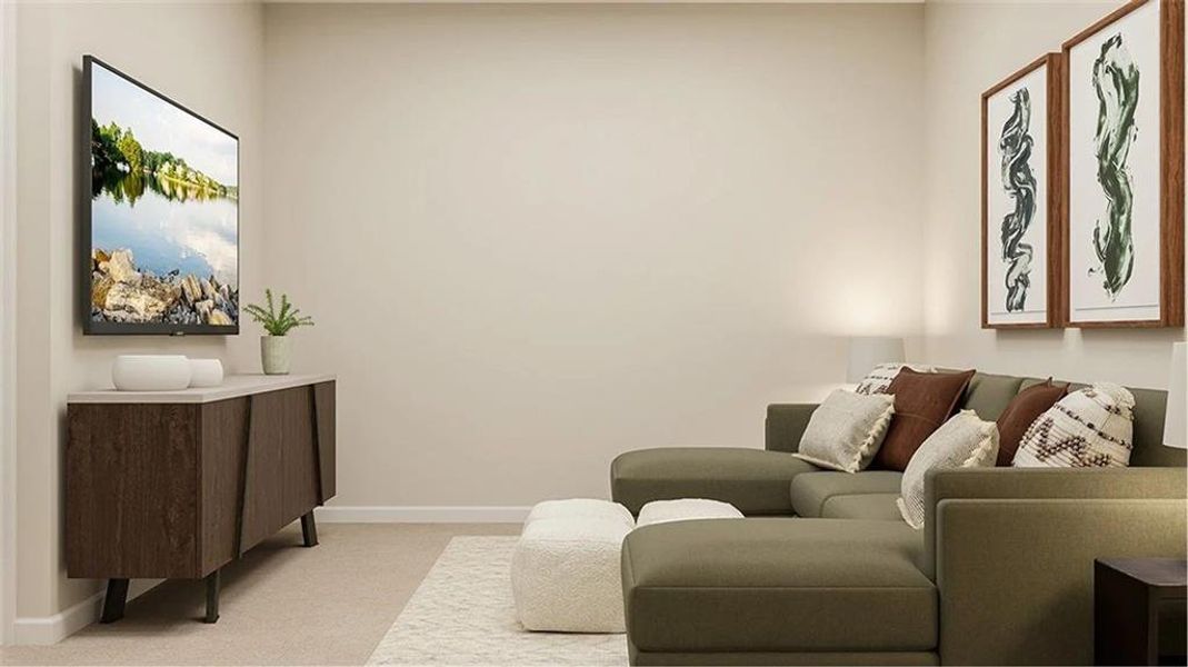 Furnished interior view inside a new home in Towns at Creekside, Doraville (Image 9). Furnished interior view inside a new home in Towns at Creekside, Doraville (Image 9).