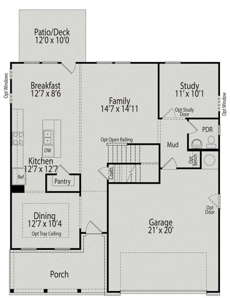 2D floor plan layout for the The Willow B by Davidson Homes LLC in Retreat at North Main, Lillington, NC (Image 4).