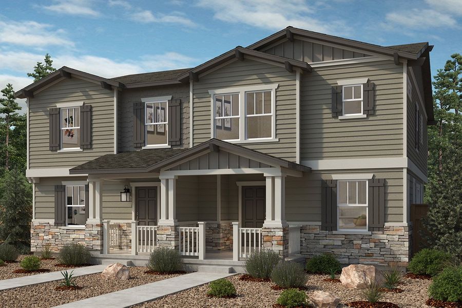 Front exterior of a new home in Windler Villas, Aurora, CO, highlighting curb appeal (Image 1).