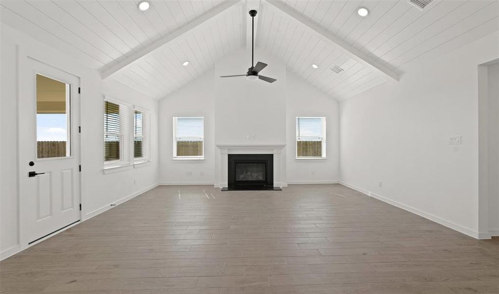 Cozy fireplace in great room