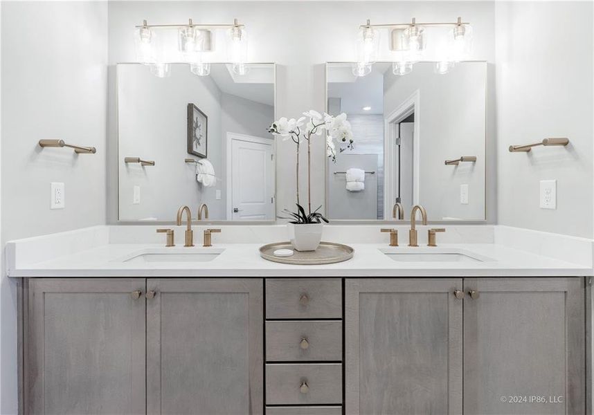 Furnished interior in a model home at The Courtyards by The Manor in Alpharetta (Image 14).