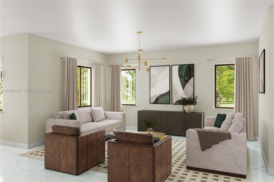 Furnished interior view inside a new home in Greenview at Presidential, Miami (Image 7). Furnished interior view inside a new home in Greenview at Presidential, Miami (Image 7).