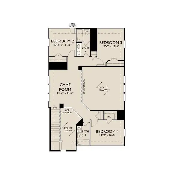 2D floor plan layout of this home in Emory Glen, Magnolia, TX (Image 3).