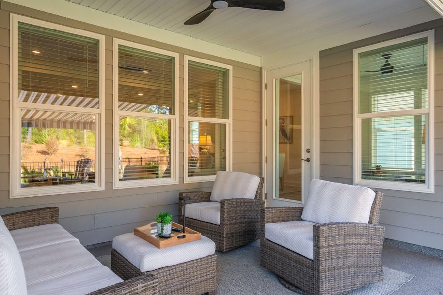Exterior details and patio area of a home in Del Webb Charleston at Nexton, Summerville (Image 28).