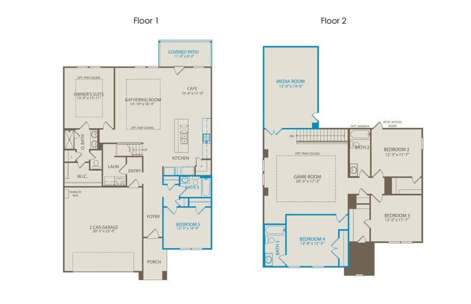 2D floor plan layout of this home in Wilson Creek Meadows, Celina, TX (Image 4).