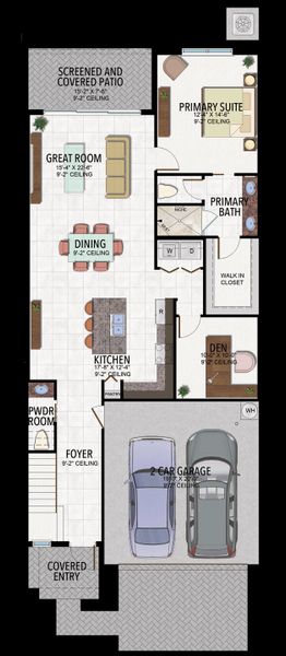 2D floor plan layout for the Royal by GL Homes in Valencia Parc at Riverland, Port St. Lucie, FL (Image 3).