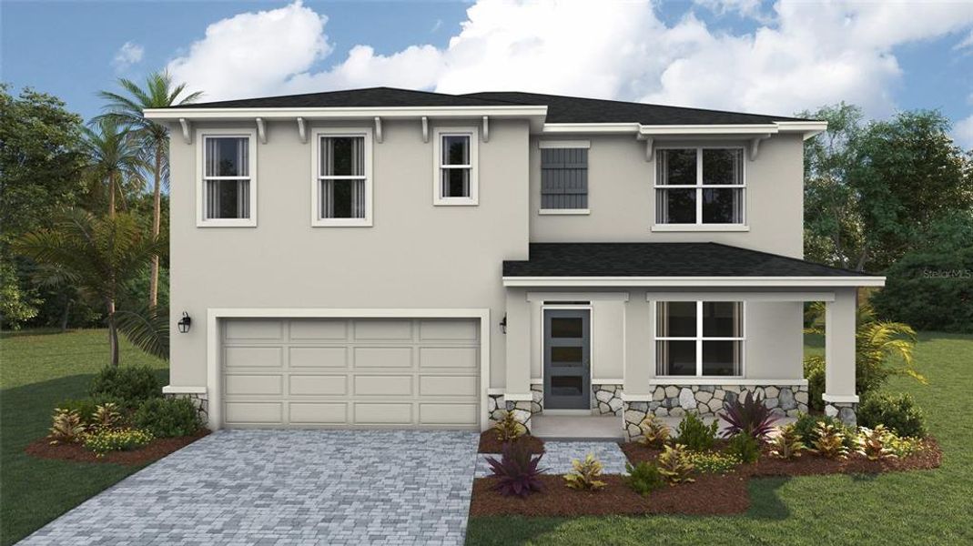 Front exterior of a new home in Legacy Preserve, Parrish, FL, highlighting curb appeal (Image 1). Front exterior of a new home in Legacy Preserve, Parrish, FL, highlighting curb appeal (Image 1).