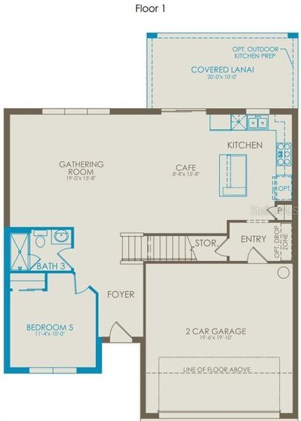 2D floor plan layout of this home in The Landings at Live Oak Lake, St. Cloud, FL (Image 2).