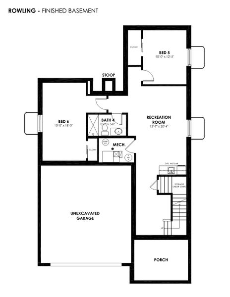 2D floor plan layout for the Rowling by Hartford Homes in Trailside, Timnath, CO (Image 38).