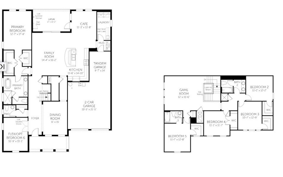 2D floor plan layout for the Ellington - 60' Homesites by Dream Finders Homes in Avalon Woods, Winter Garden, FL (Image 3).