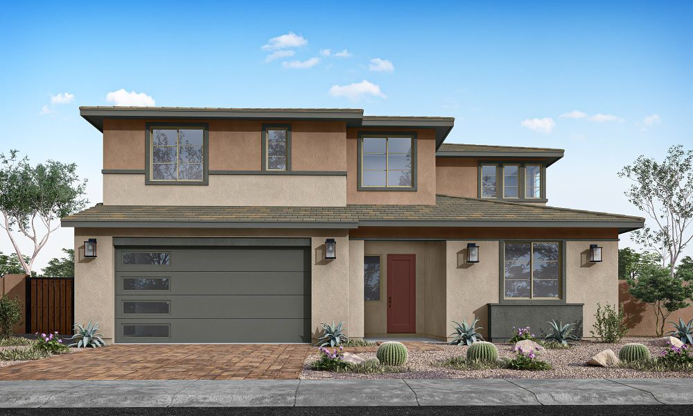 Representative exterior photo of a completed home built from the Sycamore Plan 4514 by Tri Pointe Homes in Terraza, San Tan Valley, AZ (Image 19).