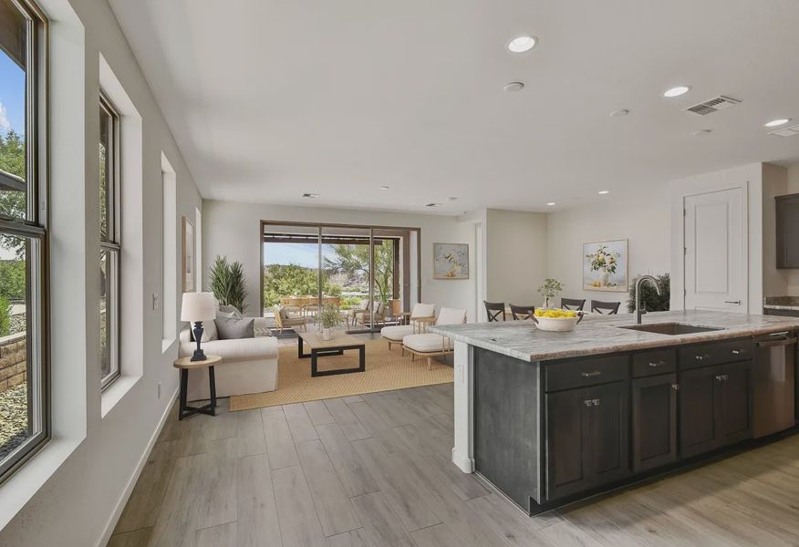 Virtually Staged Wickenburg Ranch Evia HS 1820 Kitchen Great Room - 3 of 21