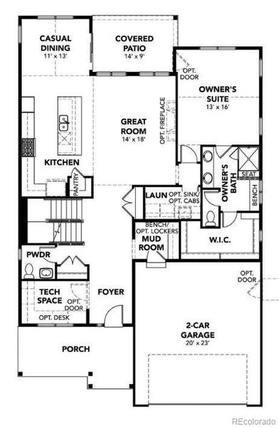 2D floor plan layout of this home in Dillon Pointe - Journey, Broomfield, CO (Image 2).