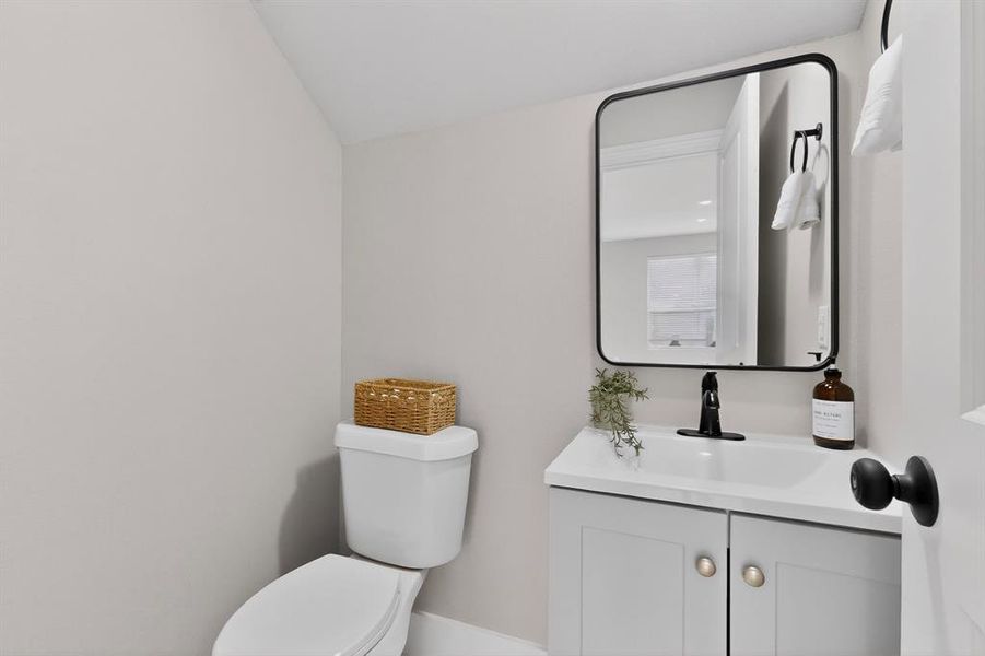 1/2 restroom in main floor. 1/2 restroom in main floor.