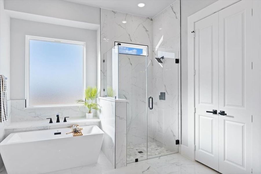 Bathroom with separate shower and tub