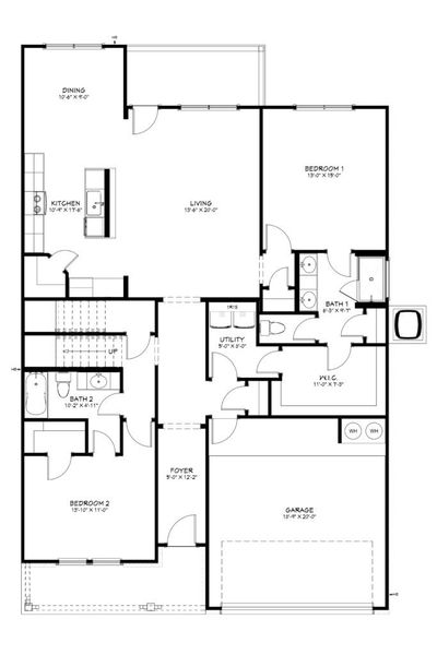 2D floor plan layout of this home in Wildwood Estates, Nolanville, TX (Image 3). 2D floor plan layout of this home in Wildwood Estates, Nolanville, TX (Image 3).
