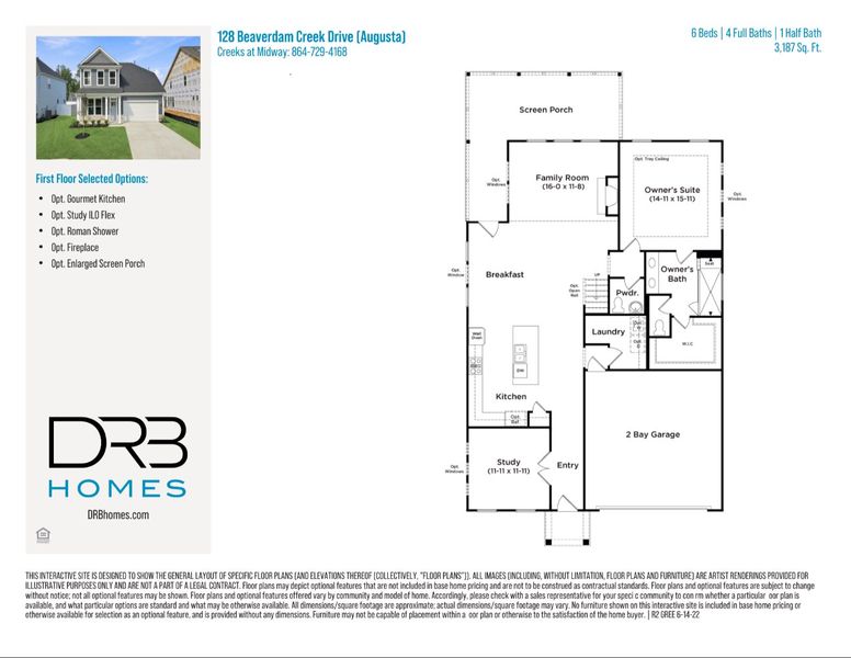 2D floor plan layout of this home in Creeks at Midway, Anderson, SC (Image 5).