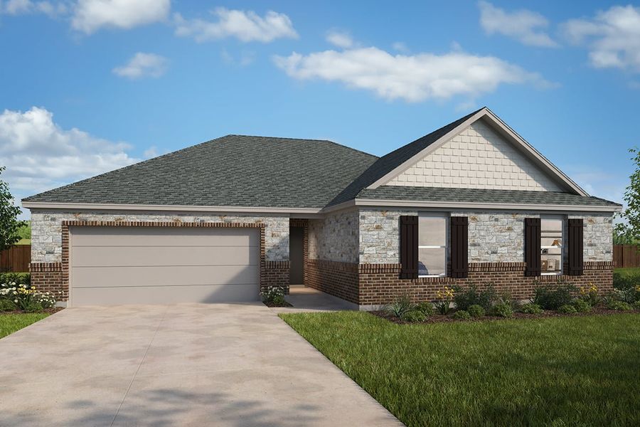 Representative exterior photo of a completed home built from the Plan 2062 by KB Home in Heartland Signature, Crandall, TX (Image 5).