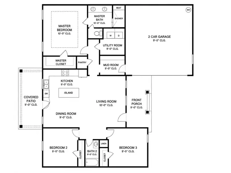 Spacious single-story layout featuring a master suite with a walk-in closet, two additional bedrooms, open-concept kitchen and living area, covered patio, and a two-car garage. (Photos may show the home during construction and are not representative of the completed home. Renderings are for illustrative purposes only. Final finishes and selections are subject to change.) Spacious single-story layout featuring a master suite with a walk-in closet, two additional bedrooms, open-concept kitchen and living area, covered patio, and a two-car garage. (Photos may show the home during construction and are not representative of the completed home. Renderings are for illustrative purposes only. Final finishes and selections are subject to change.)